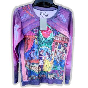 Disney Beauty And The Beast Stained Glass Pullover by Hot Topic NEW